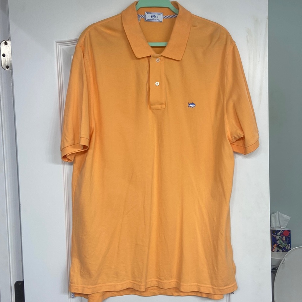 Southern Tide The Skipjack Polo Men’s Large/40 Orange Sherbet Short sleeve EUC
